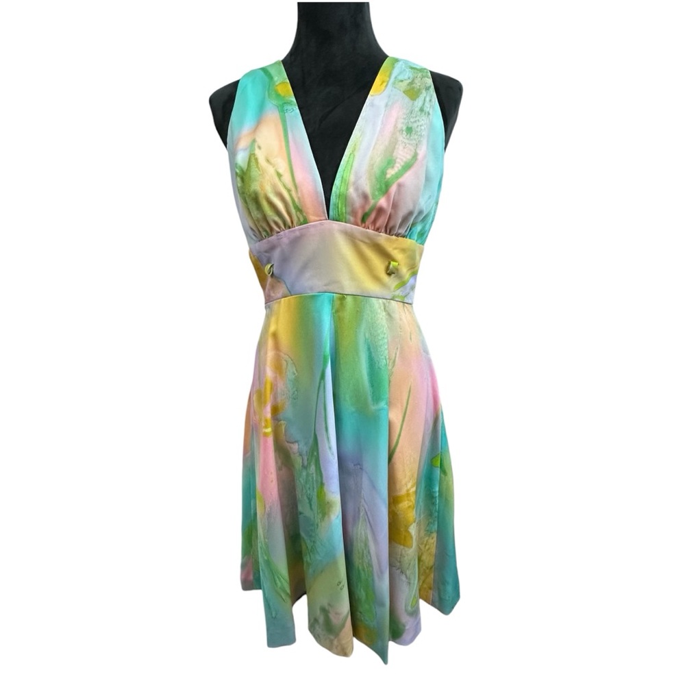 70’s Tegaki Hand Painted Rare Vintage Sleeveless Dress Small